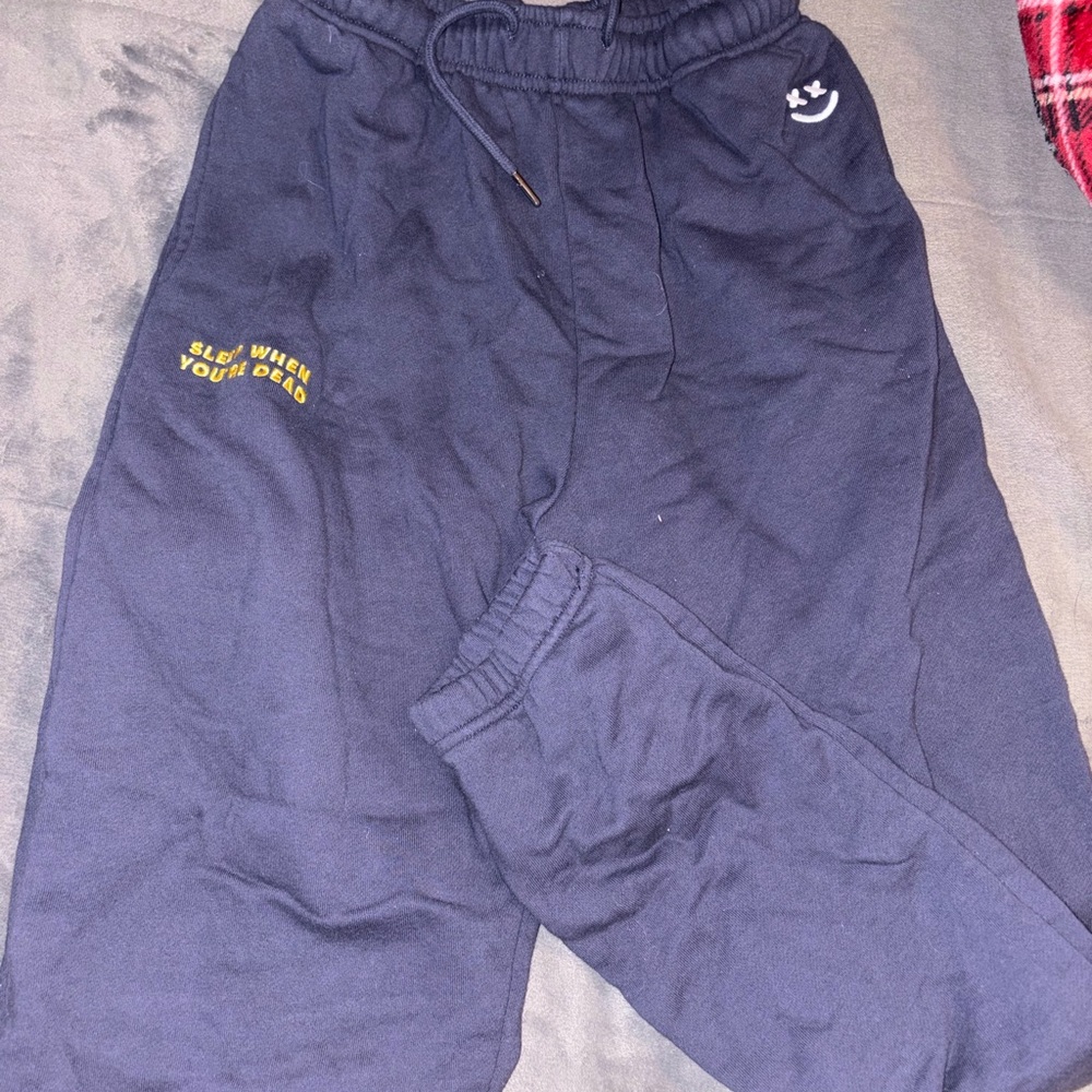 Stylish Navy Joggers with Yellow Detail
